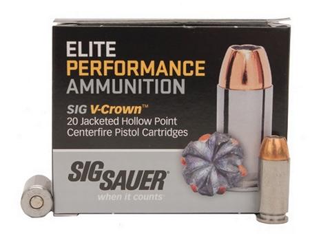 SIG AMMO, 40S&W, 165GR, Elite V-Crown, JHP Box of 20