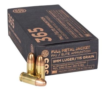 SIG 9mm, 115gr, Elite Ball  365, FMJ, BOX of 50