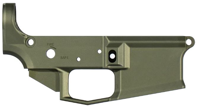 M4E1 Low Profile Stripped Lower Receiver - OD Green Anodized aero, aero precision, aero precision lower, aero precision lowers, M4E1 Lower, Aero M4E1 Lower, AR15 Lower, 556 Lower, 223 Lower, Multi-Cal Lower